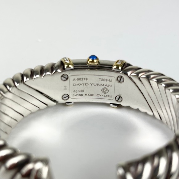 David Yurman Waverly Cable Cuff Watch Diamond MOP Gold Sterling Silver T209-M - Picture 4 of 11